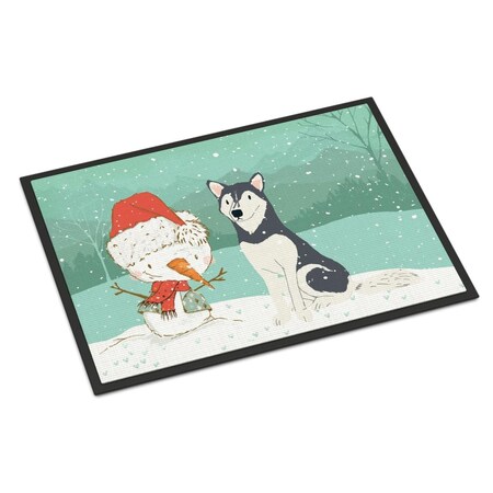 Carolines Treasures 24 x 36 in. Siberian Husky Snowman Christmas Indoor or Outdoor Mat CK2046JMAT